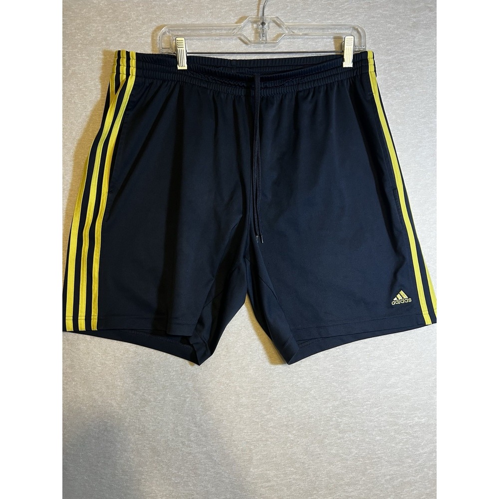 Adidas Originals Swim Trunks Shorts Mens L Blue Three Stripes Mesh Lined Pocket